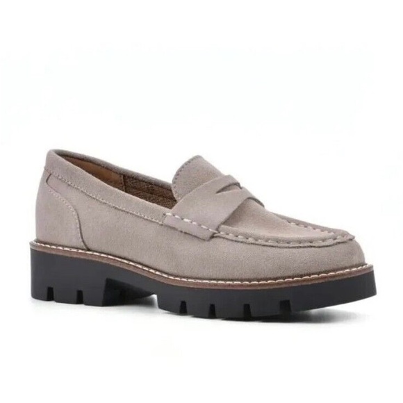 House of Harlow 1960 Shoes - House of Harlow 1960 Gunner Light Taupe Suede Platform Lug Sole Loafers